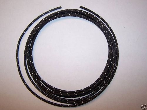 Cloth Covered Primary Wire  14 gauge Black w/ white 5 feet