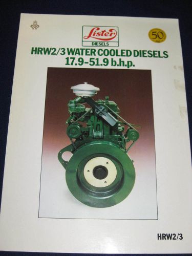 Lister HRW2/3 Water Cooled Diesels 17.9-51.9 bhp catalog - 1980 - ORIGINAL