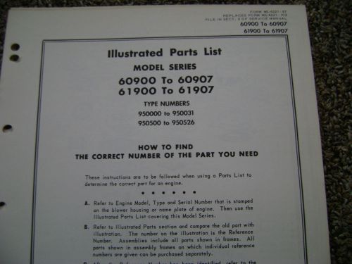 briggs and stratton parts list model series 60900 to 60907 and 61900 to 61907