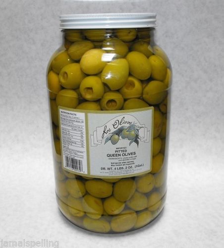 Los Olivos QUEEN SIZE Imported PITTED COCKTAIL OLIVES 1 GAL Free Ship in USA