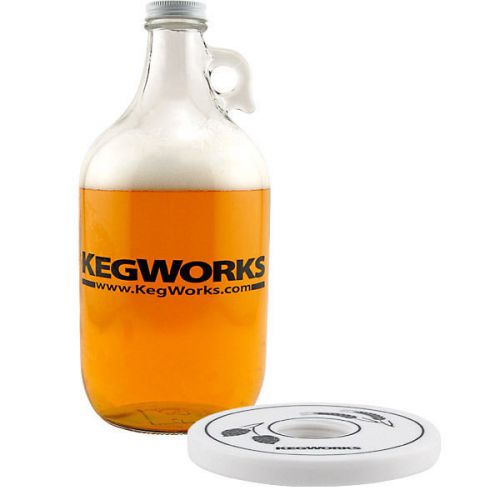 KegWorks Glass Beer Growler with Growler Collar - Draft Beer Lover Bar Gift Set