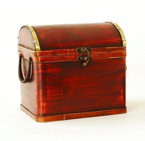 ONE WOOD TREASURE CHEST TRUNK 8.25&#034;