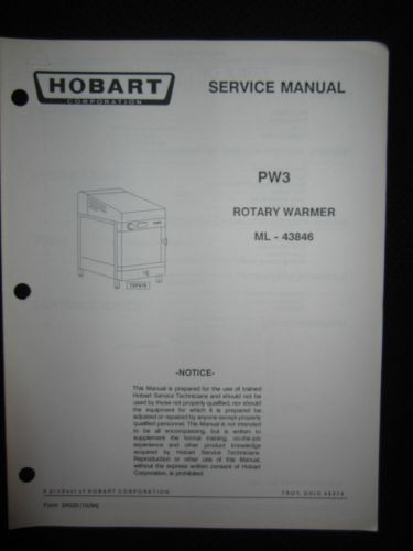 Hobart Rotary Warmer PW3 Service Repair Manual Schematics DEALER ML 43846