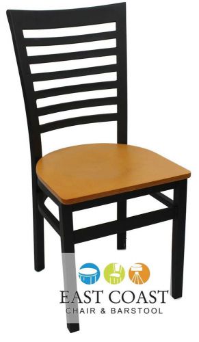 New Gladiator Full Ladder Back Metal Restaurant Chair with Natural Wood Seat