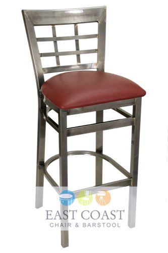 New gladiator clear coat window pane metal bar stool with wine vinyl seat for sale