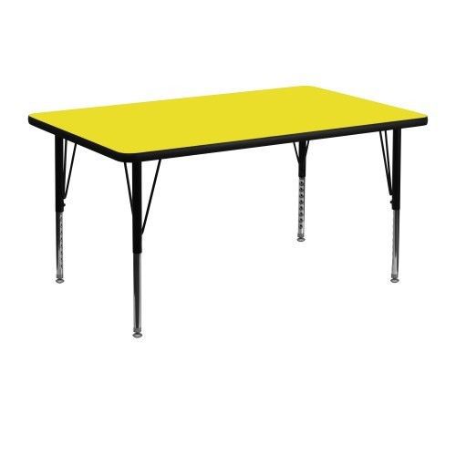 Flash furniture xu-a3048-rec-yel-h-p-gg 30&#034; x 48&#034; rectangular activity table, hi for sale