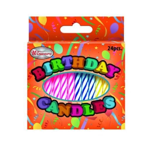 Winco CLB-24 Birthday Candles, Assorted Fancy Colors  - 24 per Box