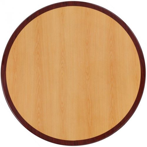 48&#039;&#039; Round Resin Restaurant Table Top with Two-Tone Cherry and Mahogany