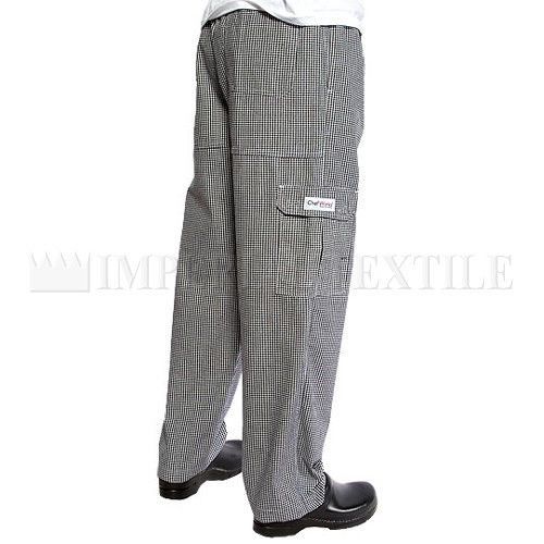 NWT NEW CHEFWORKS CPSC CHEF WORKS CARGO PANTS BLACK AND WHITE CHECK  2X 2XL XXL