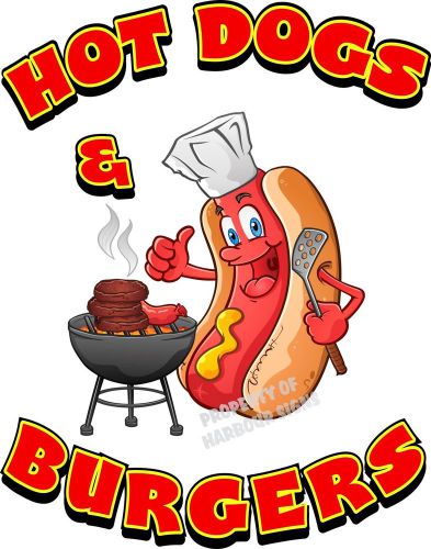 Hot Dogs &amp; Burgers 24&#034; Decal Concession Restaurant Food Truck Vinyl Sign