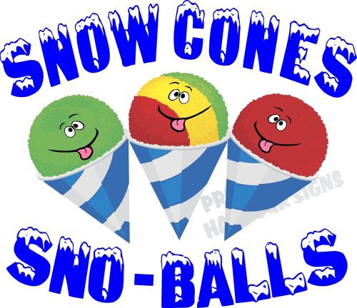 Snow Cones Sno-balls Decal 14&#034; Sno Shaved Ice Concession Cart Food Truck Vinyl