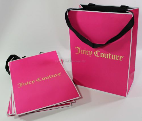 10 Juicy Couture Small Shopping Bags Pink w/ Black Handle Gold Font - Free Ship
