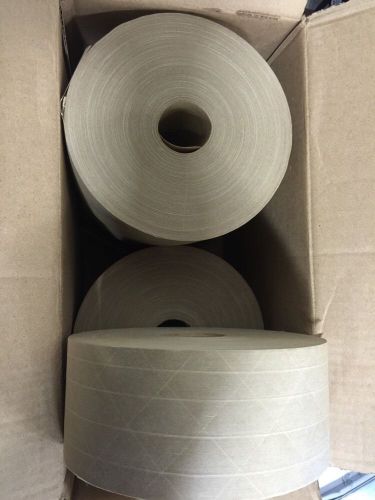 6 Roll of 3&#034;x450ft Reinforced Gummed Kraft Paper Tape Water-Activated  Pkg. USA