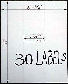 30000 Blank Plain Address Label 2-5/8x1&#034; / 30 per page 1000 Sheets Self Adhesive