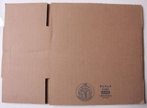 (2) 8x4x4&#034; box - corrugated uline s-4245 singlewall 200/84/75/65 mailing - new for sale