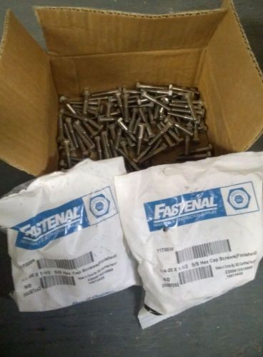 Fastenal 1/4-20 x 1-1/2&#034; 18-8 stainless steel hex cap screw lot of 195+ for sale