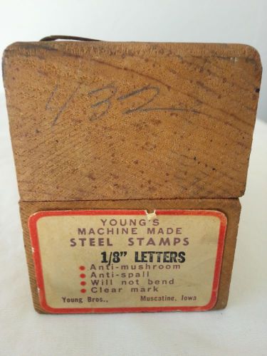 Young&#039;s Machine Made Steel Stamps, 1/8th inch letters in original box.