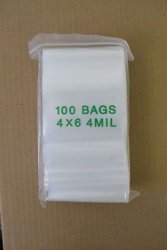 Lot of 100 4x6 4&#034; x 6&#034; 4 Mil Clear Plastic Zip Zipper Locking Ziplock Bags