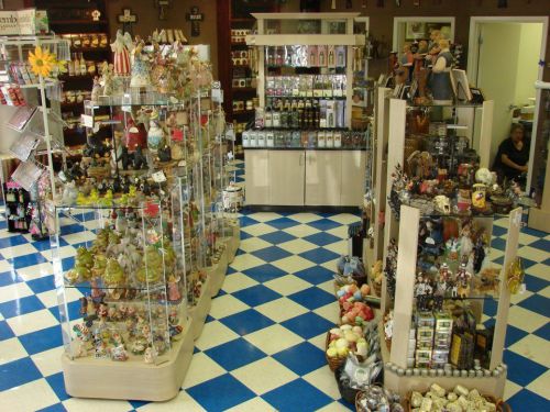 Gift shop displays and shelves