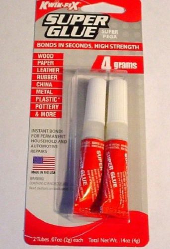 Kwik-fix super glue 2 pack 4 grams bonds in seconds, high strength cyanoacrylate for sale