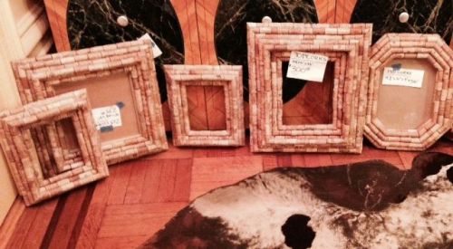 Artist Frames and Bottles for Restaurant Decor