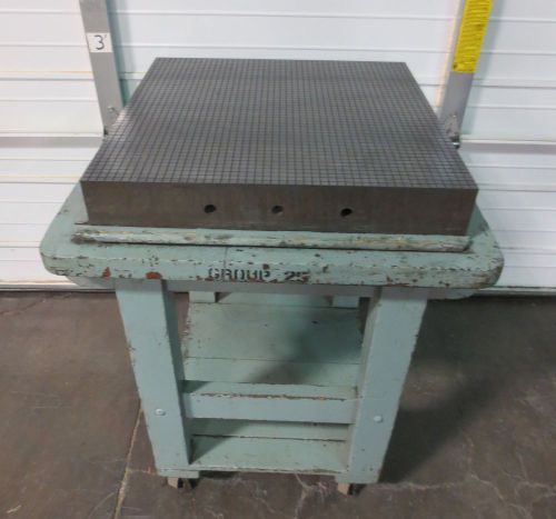 24&#034; x 24&#034; x 4&#034; thick square patterned lapping plate on rolling cart 37&#034; high for sale
