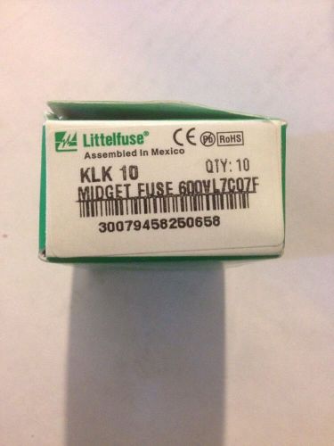 (11) NEW LITTELFUSE 10 AMP KLK-10 FAST ACTING KLK10 FUSES BOX OF 11