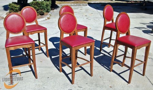 Maple bar stools, red w/ embroidery 30&#034; for sale