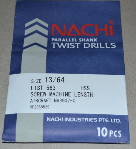 NACHI 13/64&#034; HSS DRILLS SCREW MACHINE LENGTH-AIRCRAFT &#034;NEW&#034; - 10 Pcs