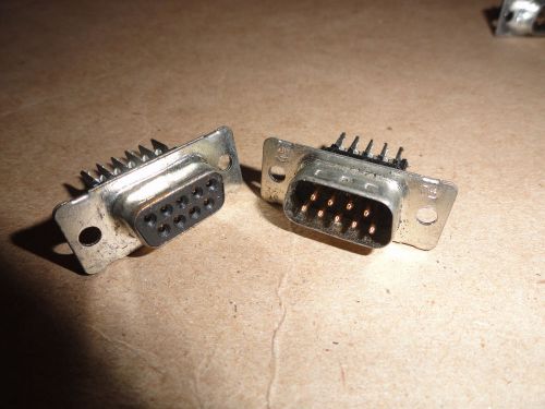 4 pcs AMP 745492-8 and 1-745491-8 9 Pin MALE and FEMALE D-SUB CONNECTORS