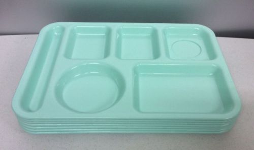 LOT OF 7 TRAEX SOFT GREEN SCHOOL LUNCH TRAYS-PLASTIC