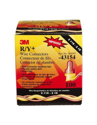 3M R/Y+ Performance Plus Wire Connector  Red with Yellow Skirt  100 Per Box