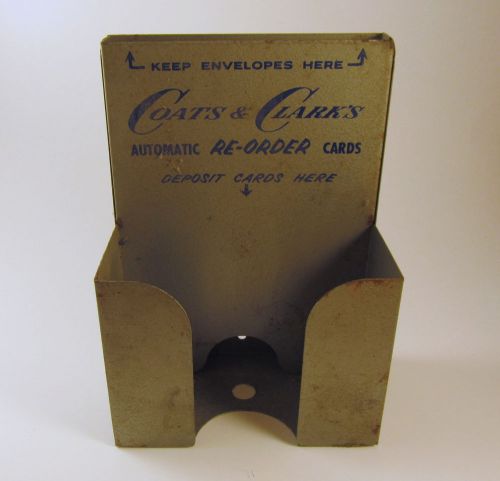 Vintage Coats &amp; Clarks Automatic Re-Order Card Metal Wall Holder EUC