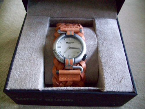 Lucky Brand- women&#039;s braided leather Orange watch &#034;New&#034;