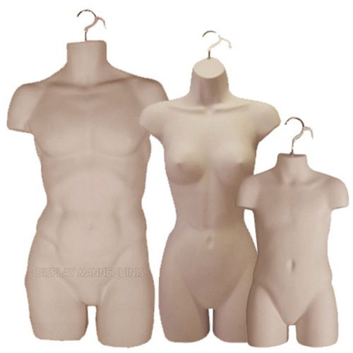 A set of flesh male female &amp; child (3 pcs) mannequin maniquin manikin for sale