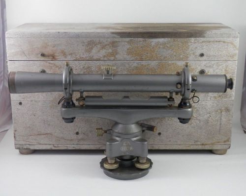 Vintage transit brunson k&amp;e survey level keuffel esser wooden box nautical brass for sale