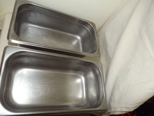 Two ADCRAFT 18-8 NSF Full Size 4&#034; deep Buffet Insert Pans - Stainless Steel