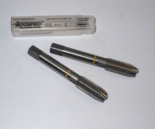 Spiral point plug taps 9/16-12 2b 3fl hsse unc yellow band qty 2 &lt;1959&gt; for sale