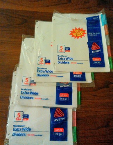 Lot of 4 Avery WorkSaver Extra wide Dividers BIG TAB - Print-on - 5 / Set