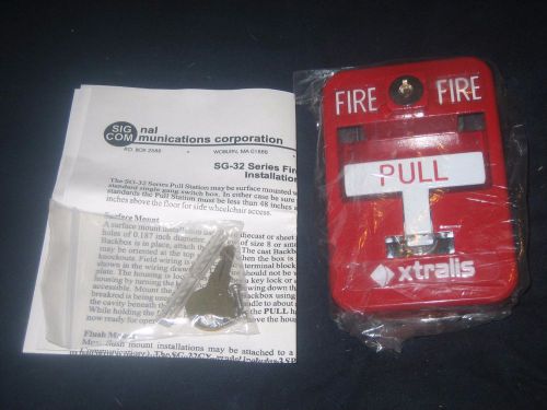 Signal communications sg-32 fire alarm pull station red with key for sale