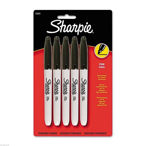 Sharpie, Permanent Marker, Fine Point, Black, 5-Count