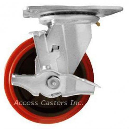 5PLPPSB 5&#034; Swivel Plate Caster, Poly on Poly Wheel with Brake, 770 lb. Capacity