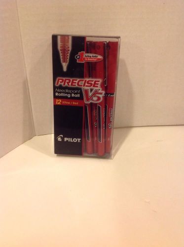 PILOT PRECISE V5 RED PENS xFINE NEEDLEPOINT ROLLING BALL NEW PV5-RED-CB 12 Pack