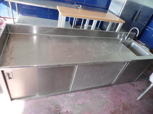 ALL SOLID STAINLESS STEE TABLEL with 2 Shelves and sink.