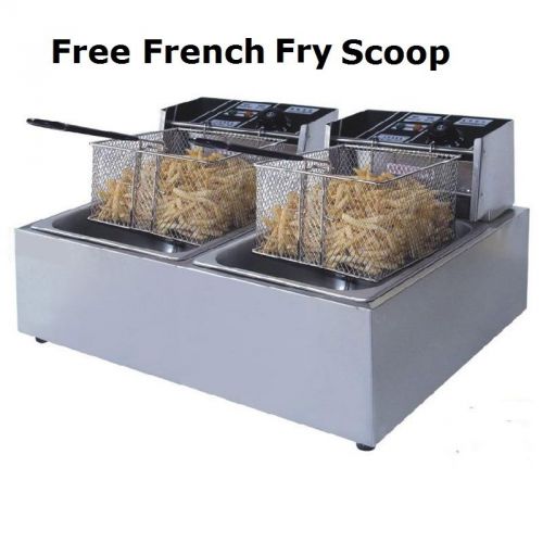 5000w 12l electric countertop deep fryer dual tank basket commercial restaurant for sale