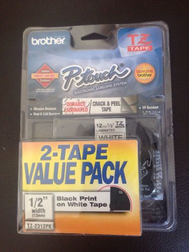 Brand New Brother P-Touch Laminated Tape - 2 Tapes Value Pack - TZe-2312PK