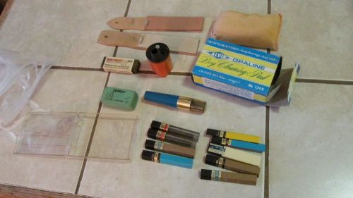 Vintage Pencil Lead LOT - EMCA + Castell 42 Sharpeners + Sand Pads + Pentel Lead