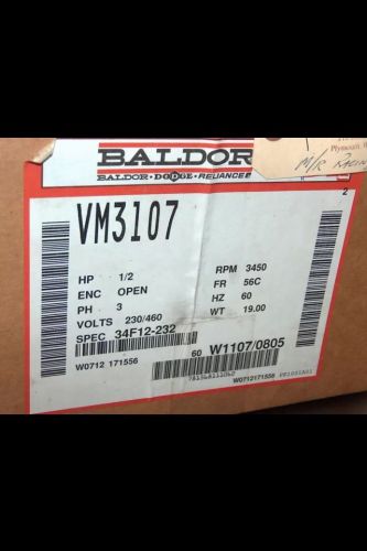 New Baldor / Reliance 1/2HP Electric Motor 230/460V Replacement Motor VM3107