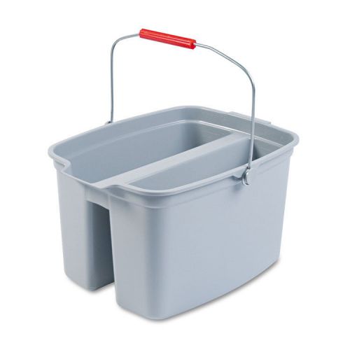 19 quart double utility pail, 18 x 14 1/2 x 10, gray plastic for sale