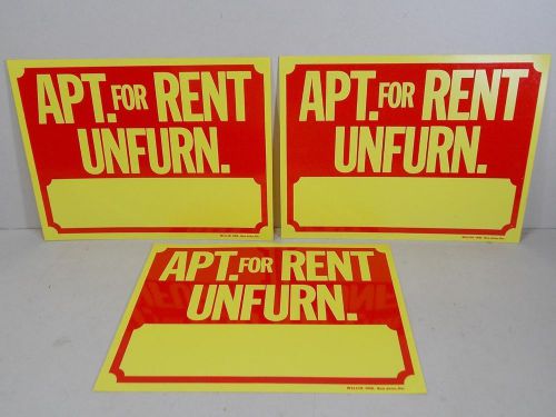 LOT OF 3 &#034;APARTMENT FOR RENT UNFURNISHED&#034; SIGNS PLASTIC HIGH VISIBILITY 12&#034;X9&#034;